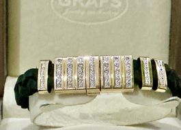 NEU GOLD-DIAMANT ARM BRACELETT MIT LEDER 19,5 cm UNISEX 