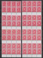 1938: Porto Ziffer & Kreuz 6er Blocks Serie Nr.54z-61z **