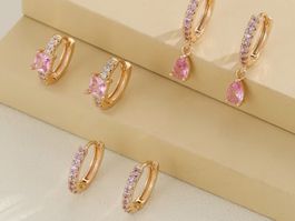 Luxus Elegante Trio Mini Ohrstecker Farbe :Gold / Rosa