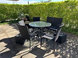 Rattan Gartenmöbel: Tisch, Bank & Stühle