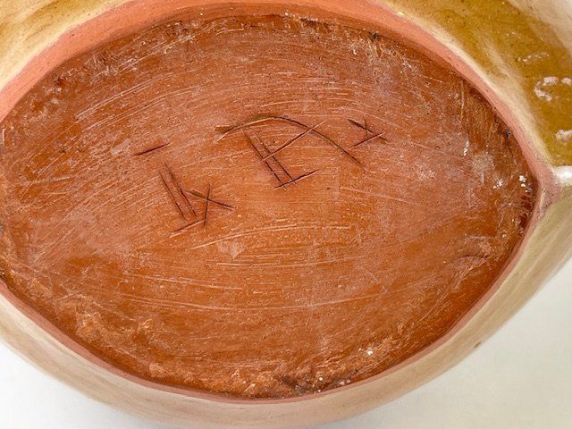 Vasen & Gefässe: Formschöne Kunstvase Gelb/Orange/Blau H 23 cm – Gebraucht aus Zürich von Arche_Brockenhaus 9