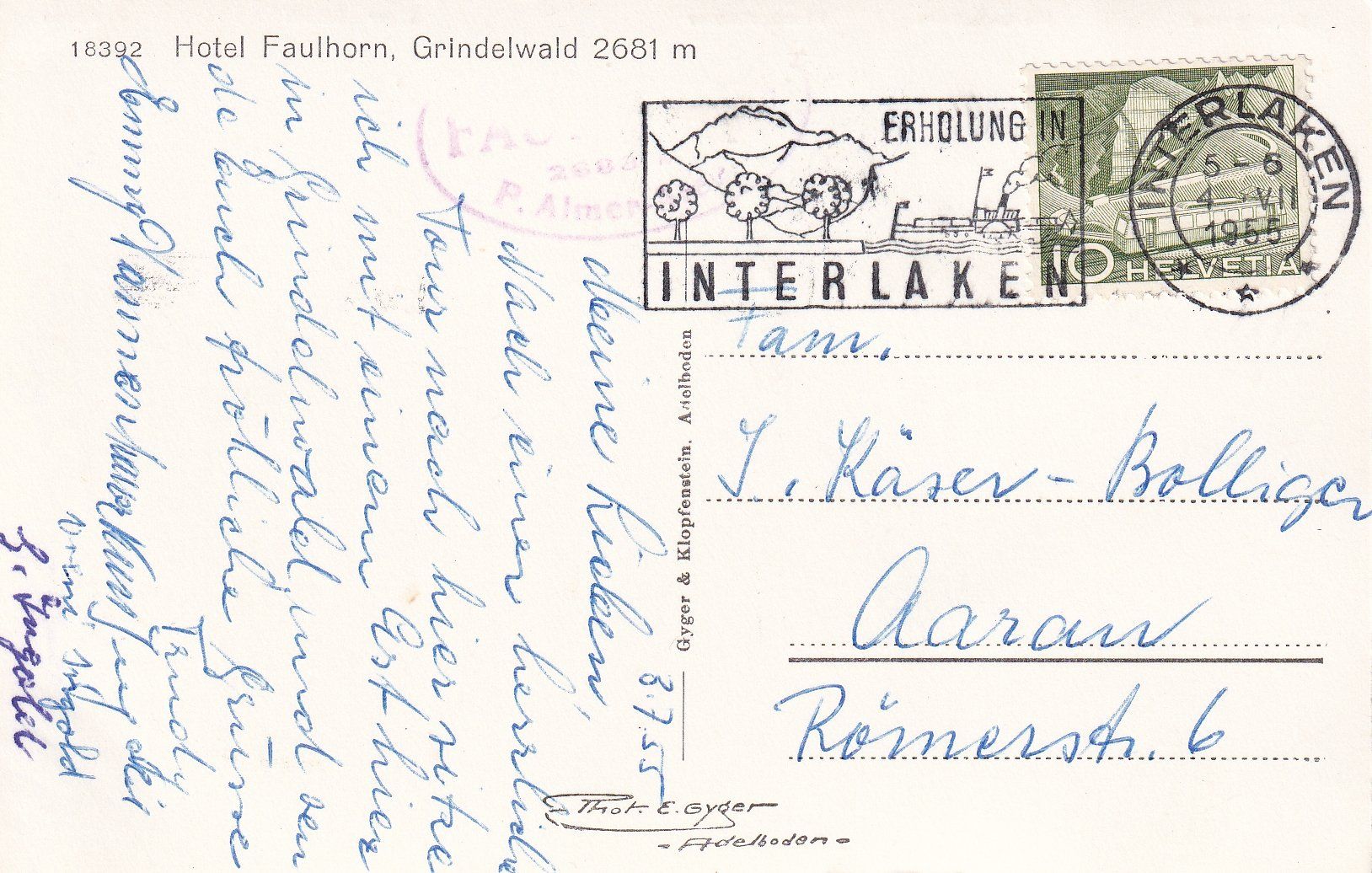 Cartoline postali: Hotel Faulhorn /bo – Usato da Hombrechtikon venduto da Rudolf07 1