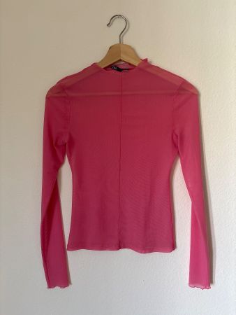 Zara Mesh Oberteil pink langarm Grösse S guter Zustand