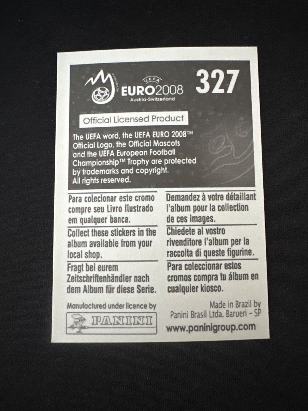 Panini Carte collezionabili: Panini UEFA EM 2008 Sticker - Nr. 327 – Usato da Sulz AG venduto da DealWerk 1