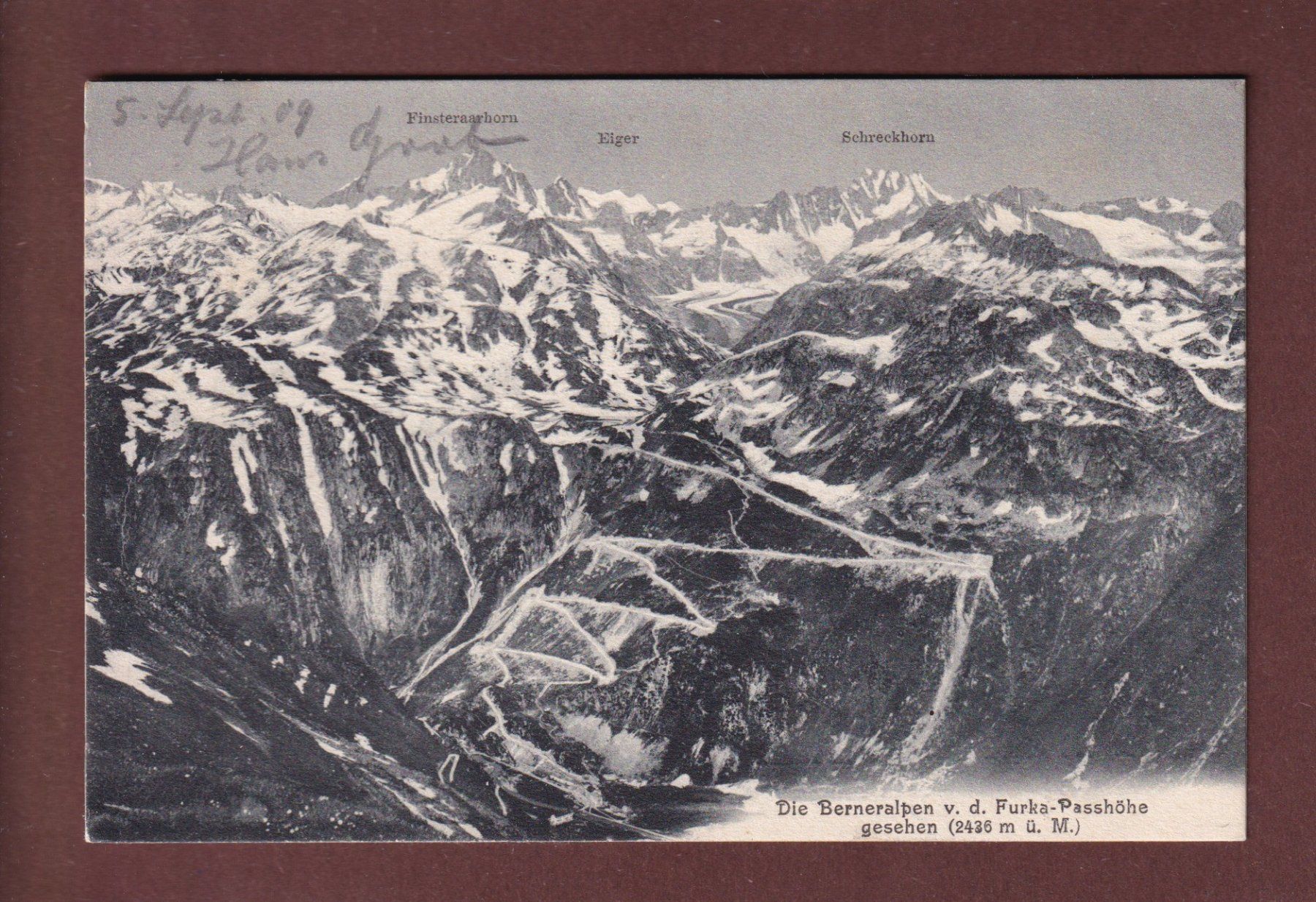 Ansichtskarten: FURKA-PASSHÖHE - Berneralpen - 1909 – Gebraucht aus Pully von nicecards-shop