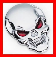 3D Totenkopf Aufkleber Augen SILBER Sticker Badge Patch Car