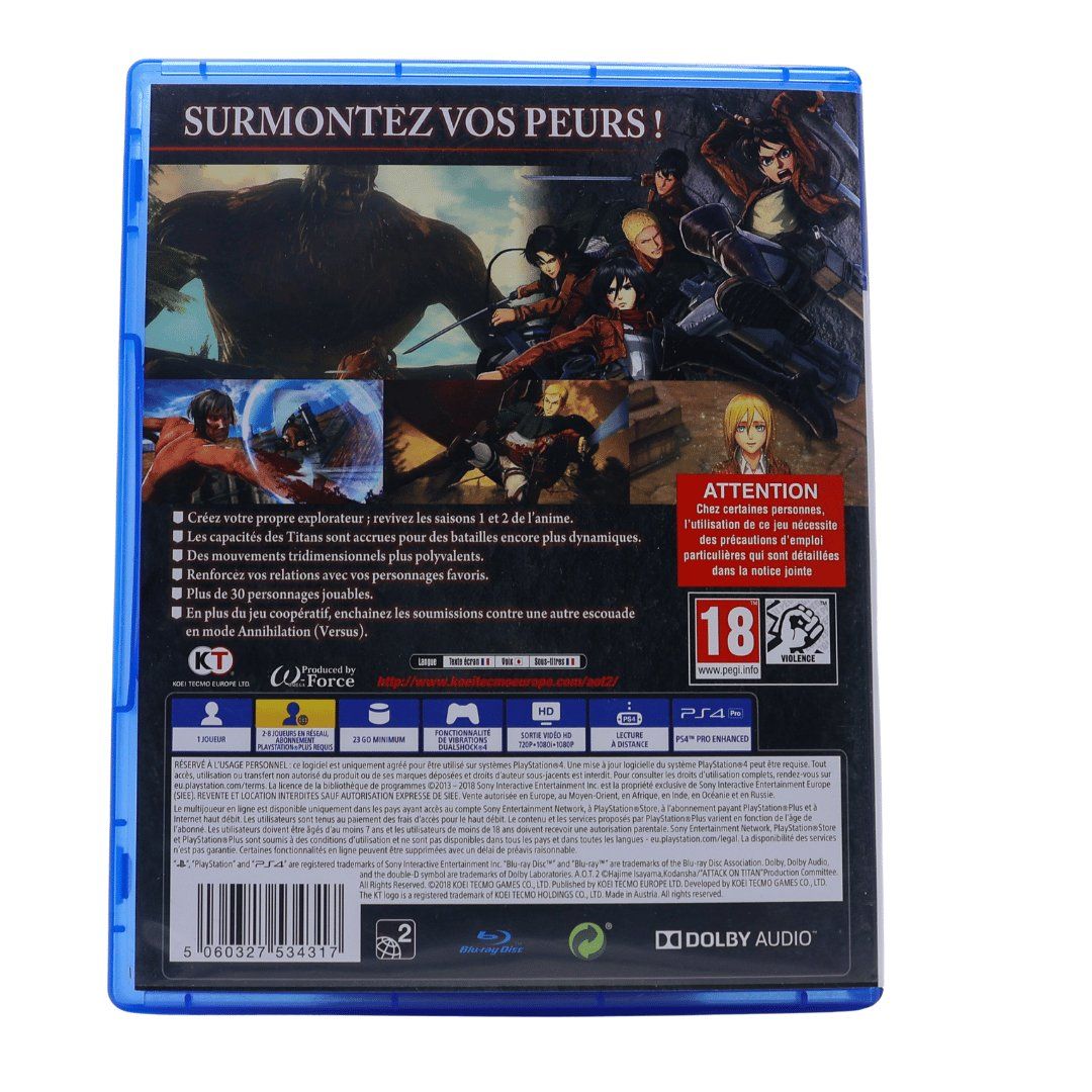 Jeux: Attack on Titan 2 - PS4 – D'occasion à Paudex par dindeboy 2