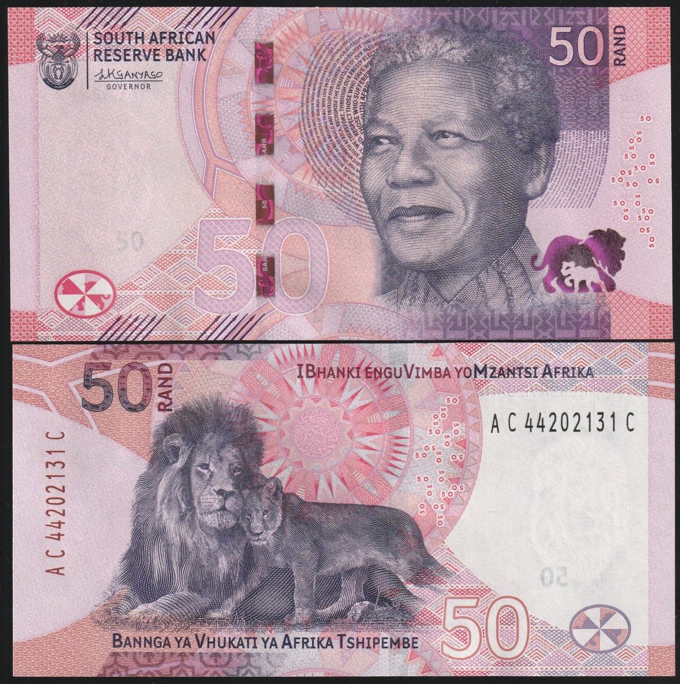 Banknoten: Südafrika 50 Rand UNC (2023) Nelson Mandela Löwe – Neu (gemäss Beschreibung) aus Naters von Radman