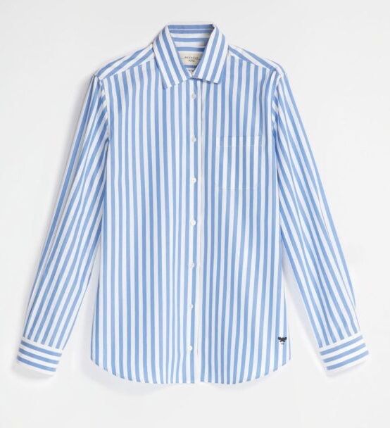Max Mara Camicette: Max Mara Weekend langarm BW Bluse blau weiss gestreift Gr 40 – Nuovo e nell'imballaggio originale da Zürich venduto da rar_b2y9