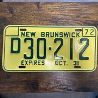 🇨🇦 1972 Vintage Autonummer - New Brunswick D30-212 -Kanada