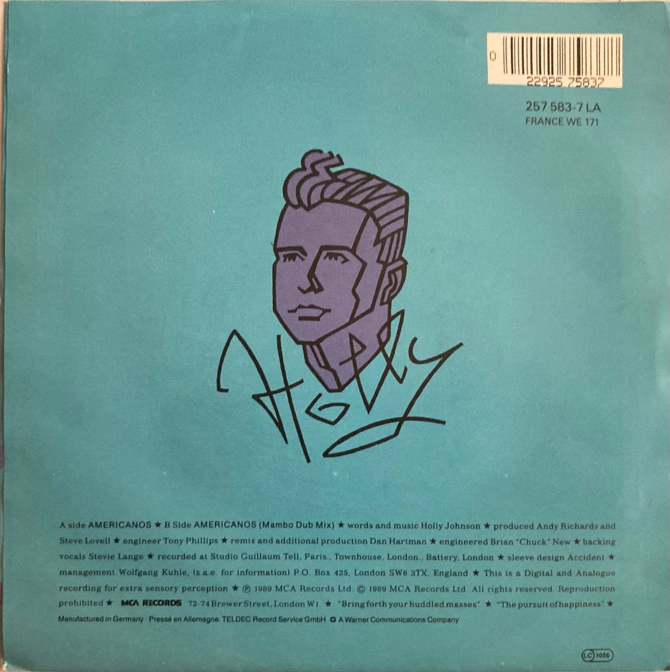 Schallplatten: HOLLY JOHNSON - AMERICANOS – Gebraucht aus Poliez-Pittet von Newtown-Records 1