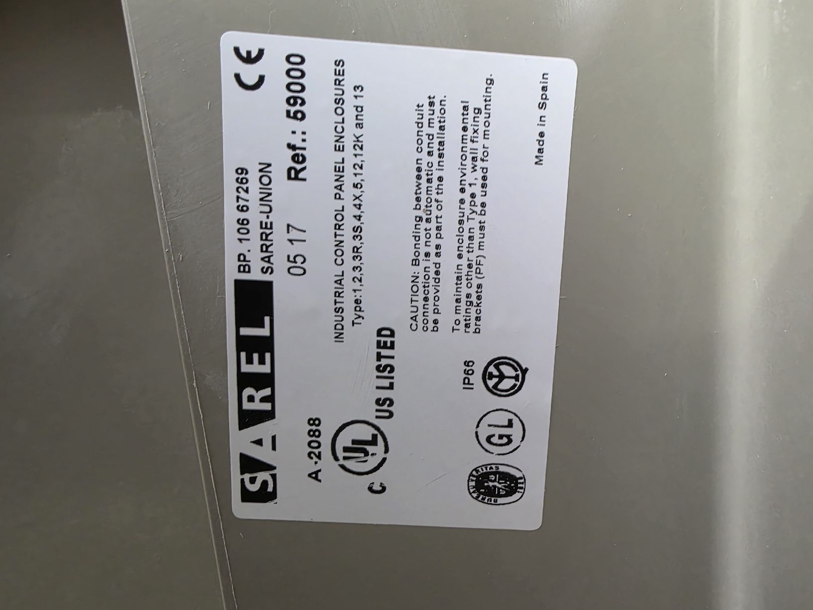 Alimentazione elettrica: Sarel Industrial Control Panel Enclosure 59000 stromkasten  – Usato da Nussbaumen AG venduto da Martinfal 1