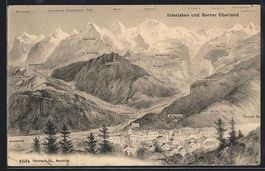 Interlaken, Ortsansicht und Berner Oberl