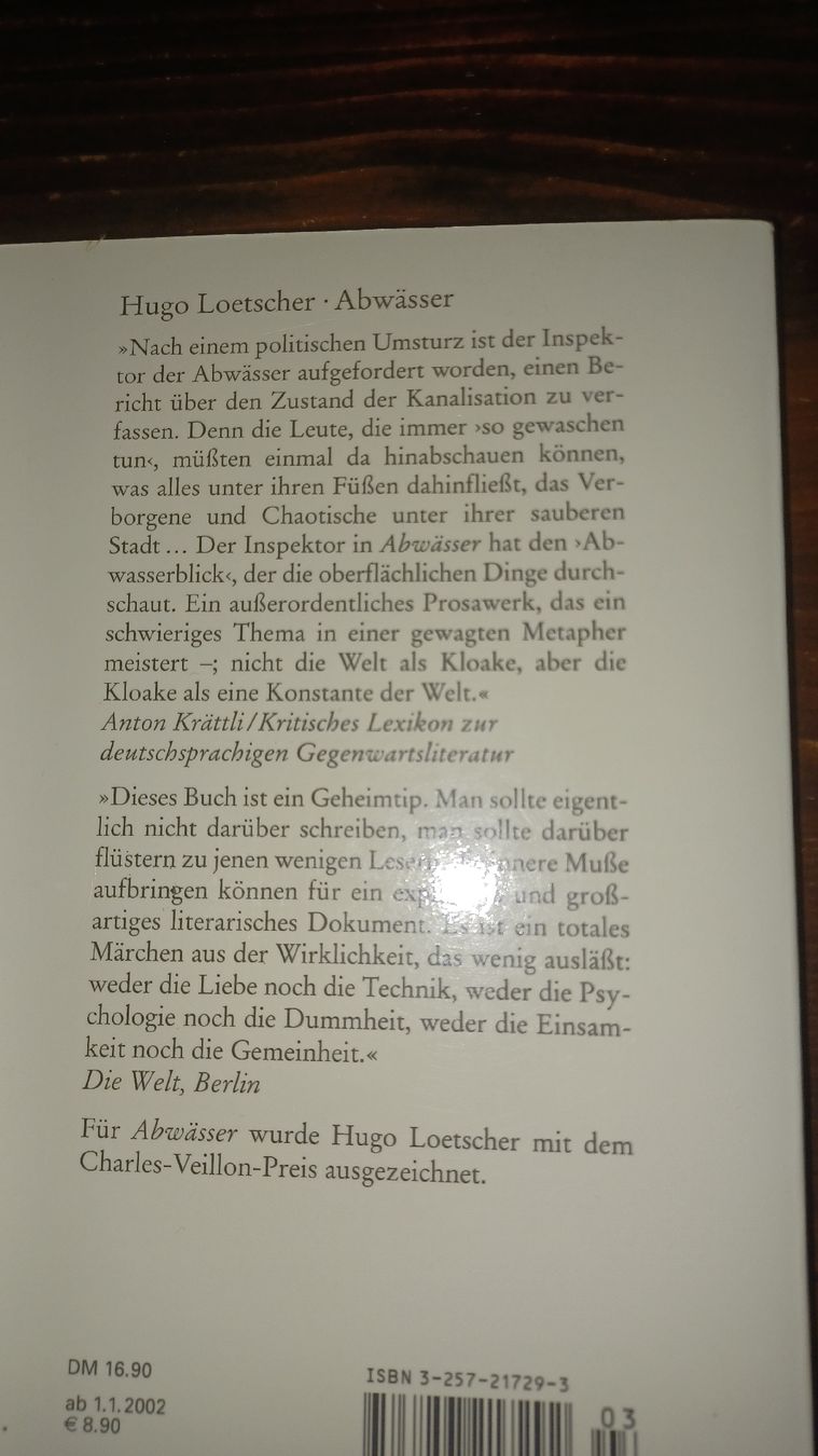 Libri: Hugo Loetscher "Abwaesser" - Ein Gutachten – Usato da Watt venduto da Wfifi 1