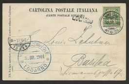 1901  5 Rp. Postkarte v Locarno n Basel