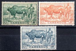 ZEBU MIT HIRT 3 MARKEN ** POSTFRISCH ** 1946 KAMERUN - XY108