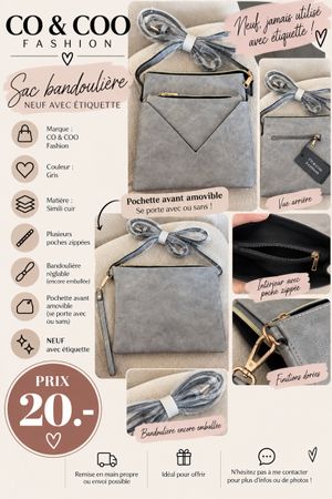 Sac bandoulière CO & COO Fashion gris neuf étiquette