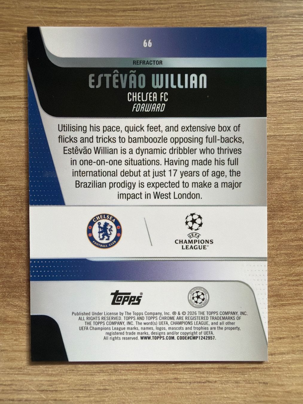 Topps Cartes à collectionner: Soccer Estevao RC REFRACTOR Topps Chrome 2026 – D'occasion à Netstal par Clutch79Cardz 1