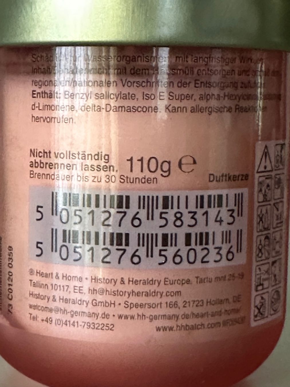 Candele: Original Heart&Home, Duftkerze, neu – Nuovo e nell'imballaggio originale da Aarburg venduto da flacon05 3