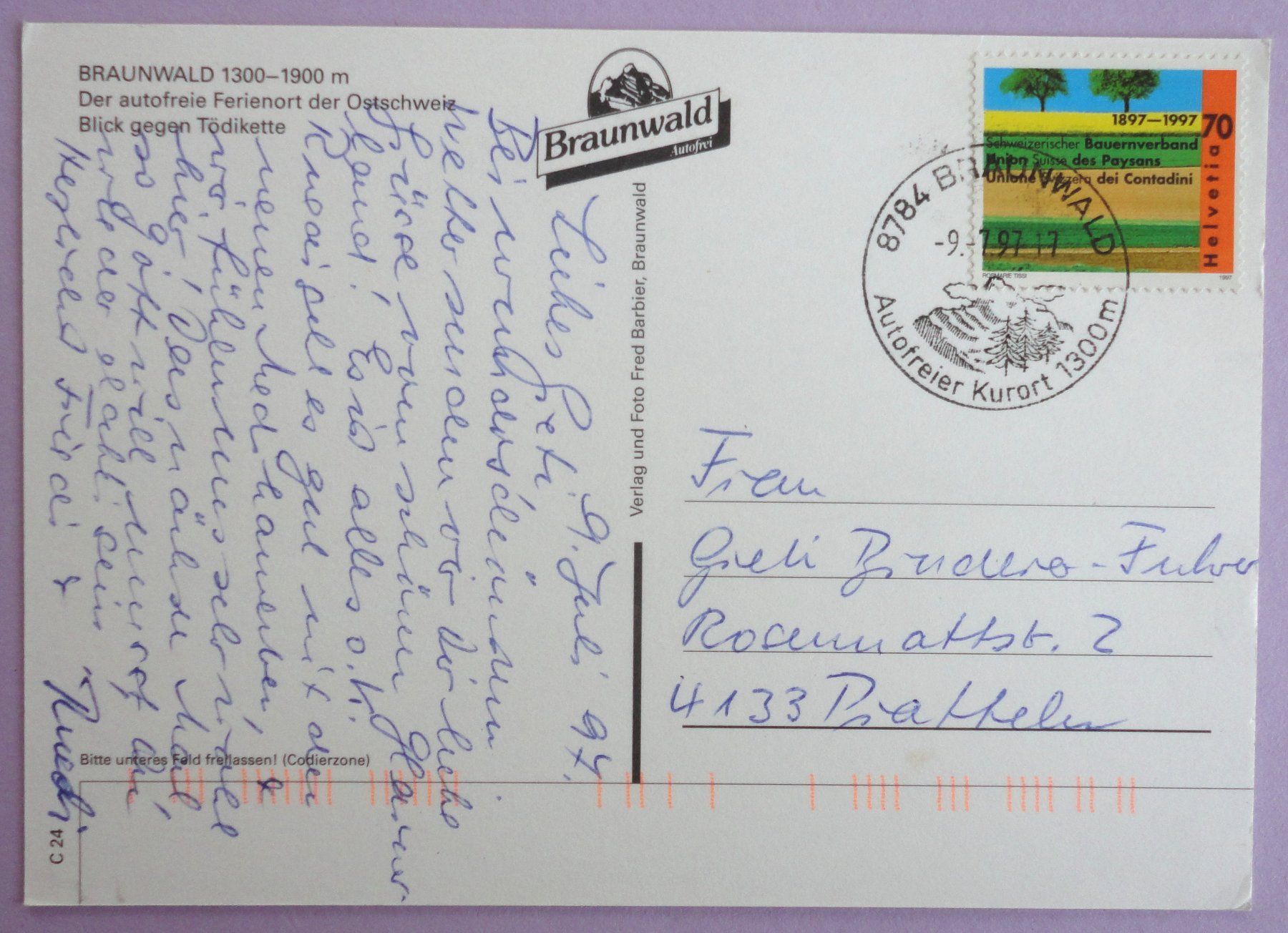Cartoline postali: Braunwald 1300-1900 m – Usato da Fétigny venduto da Billy2miny 1