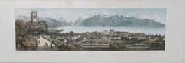 Vevey Panorama Tonlithographie