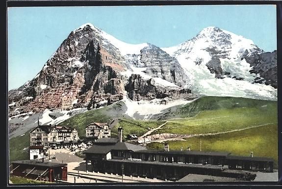 Cartoline postali: Kleine Scheidegg, Ortsansicht mit Eiger  – Usato da Berlin venduto da bartko-reher
