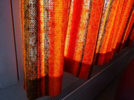 VORHANG ** 70er JAHRE ** ORANGE ** 148cm / 115cm