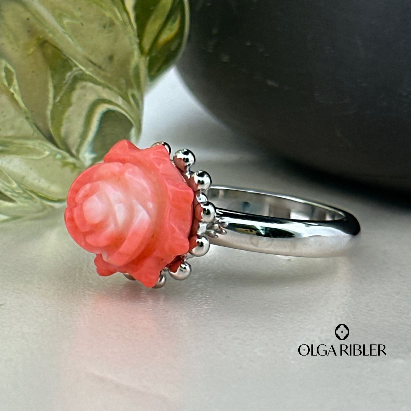 Olga Ribler Anelli: Edelstahl Ring mit Coralle, Ringgrösse 61 – Nuovo (secondo la descrizione) da Luzern venduto da Schmuckoutlet 1