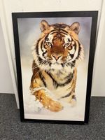 Tiger - Bild aufgezogen - mit Rahmen -  Top Zustand!