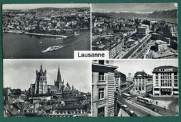 Lausanne, 4 Ansichten der Stadt, ungelaufen, ca. 1955