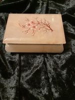 Vtge. Alabaster Schmuckdose handgefertigt Italien Blumenmoti