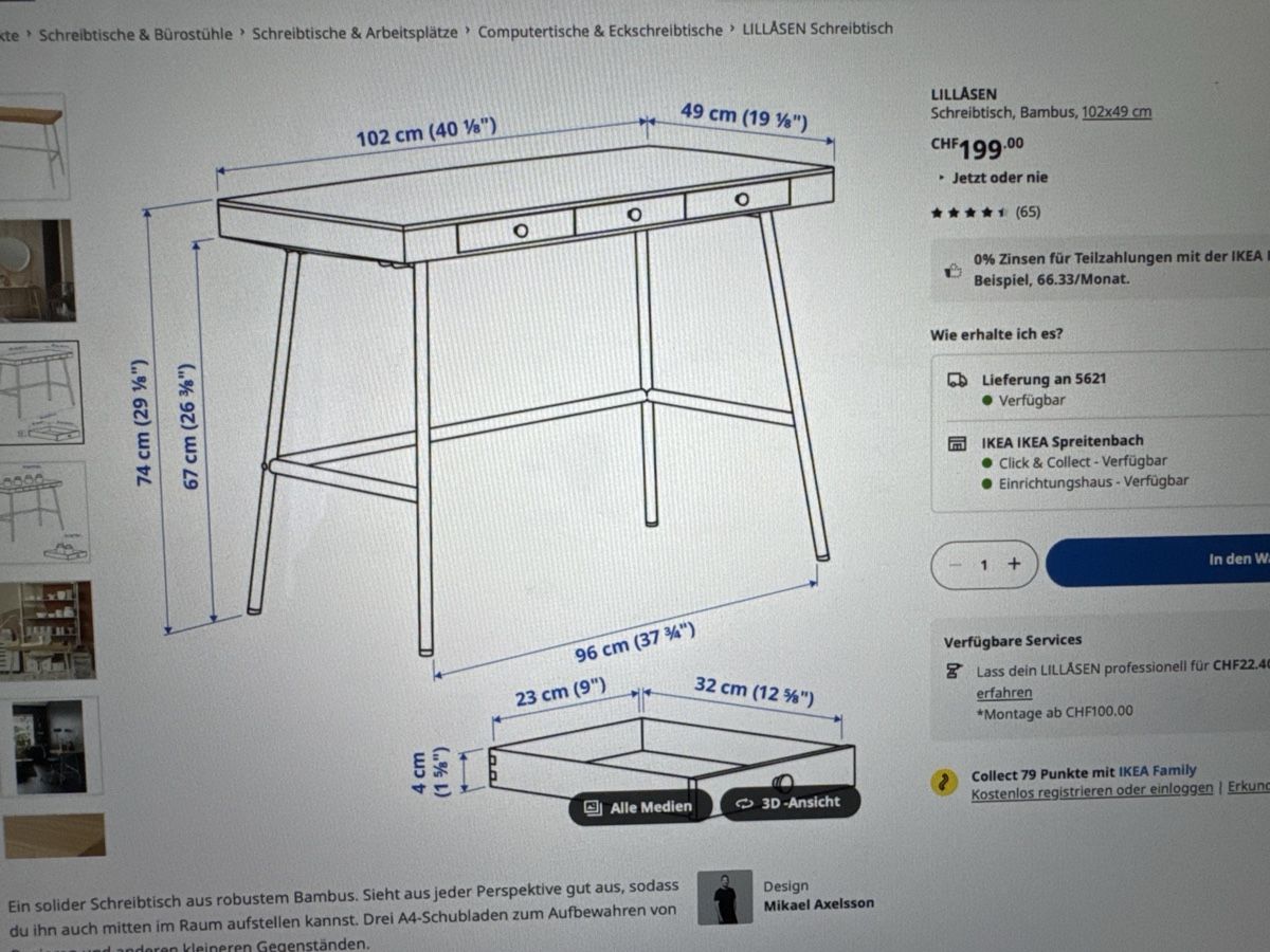 Ikea Scrivanie: Schreibtisch Lillasen – Usato da zufikon venduto da Jacky.N 3