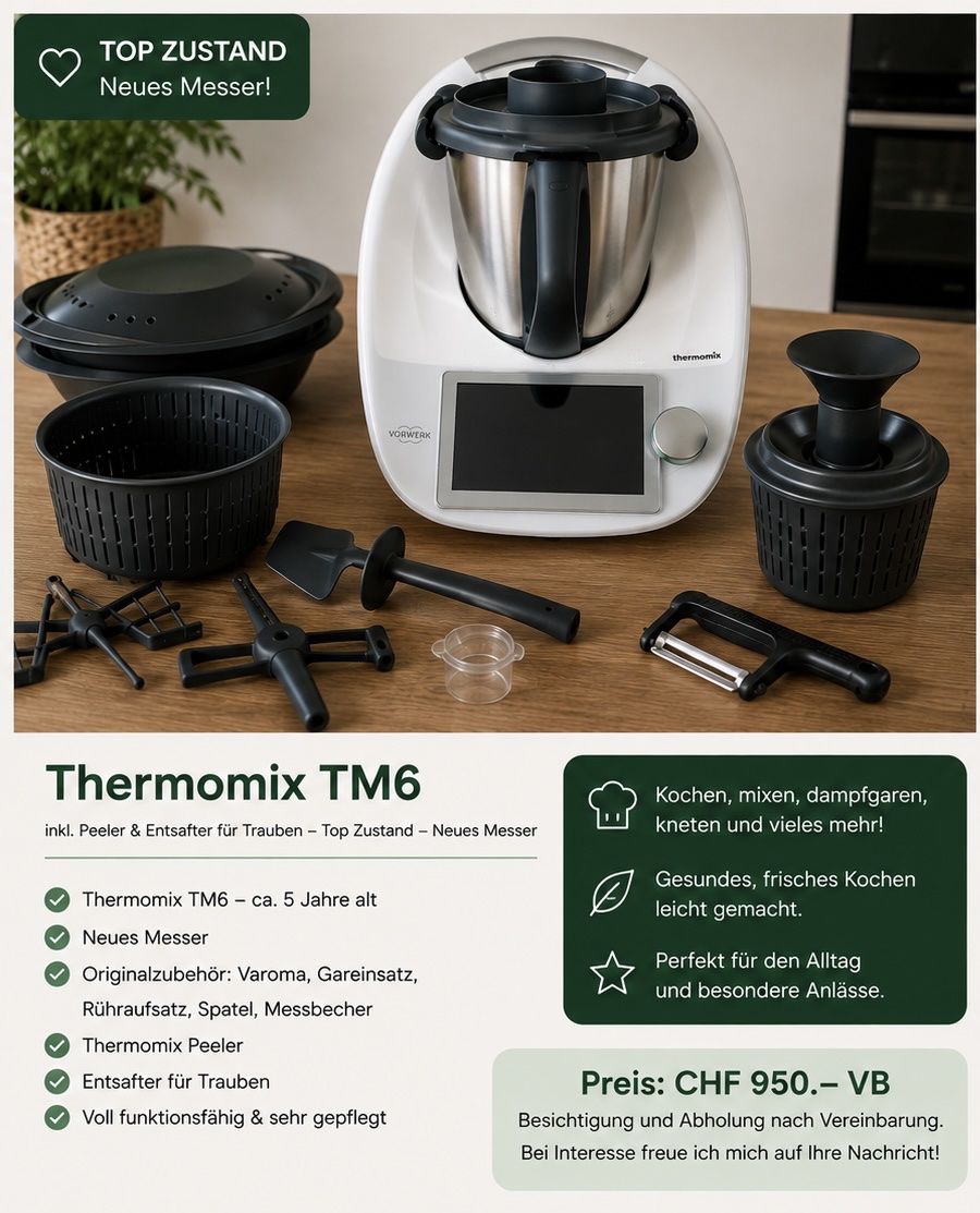Thermomix Appareils de cuisine: Thermomix TM6 – Neuf (Voir description) à Hedingen par jolandakneubuehl75