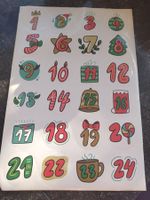 1 Bogen Sticker Adventszahlen Zahlen 1-24 Neu Comic Rot