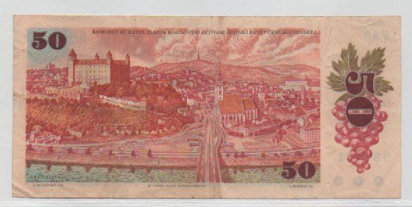 Banconote: 50 CORONE - ANNO 1987 - CECOSLOVACCHIA – Usato da CHIASSO venduto da Rochelle59. 1