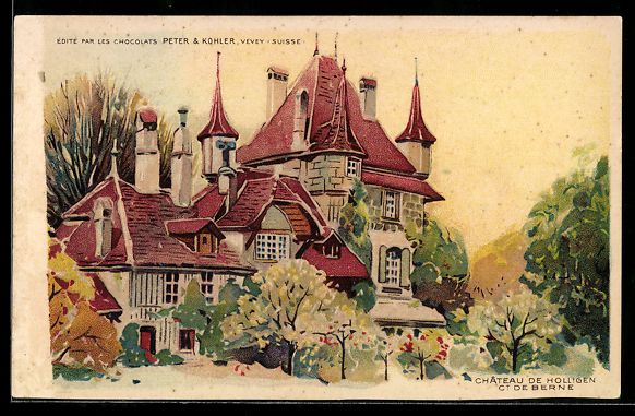 Cartoline postali: Lithographie Bern, Château de Holligen – Usato da Berlin venduto da bartko-reher