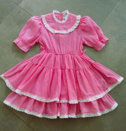Sommerkleid Mädchen, Grösse 116 , pink mit weissen Spitzen
