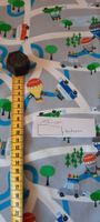 Jersey Stoff- grau-bunte Strasse mit Fahrzeugen 150x61
