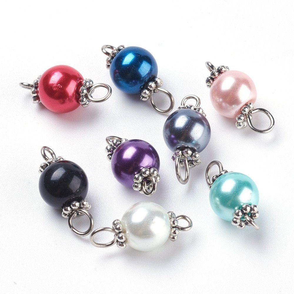 Perle (finte): 10 Zwischenelemente mit Perlmuttperle 17x8mm – Nuovo (secondo la descrizione) da Alpnachstad venduto da perlengaby 1