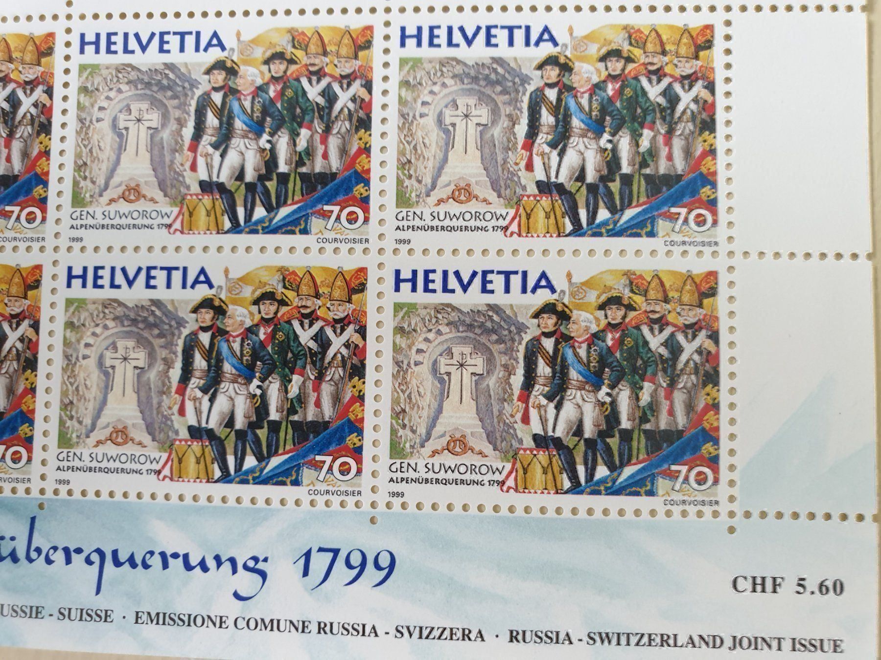 Tutti i francobolli: General Suworon Alpenüberquerung 1799 Bogen postfrisch – Nuovo (secondo la descrizione) da Frauenfeld venduto da Kasico 2
