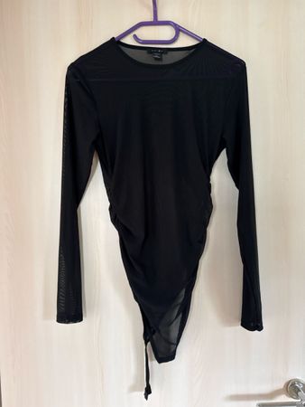 Amisu Body schwarz transparent Langarm Grösse L