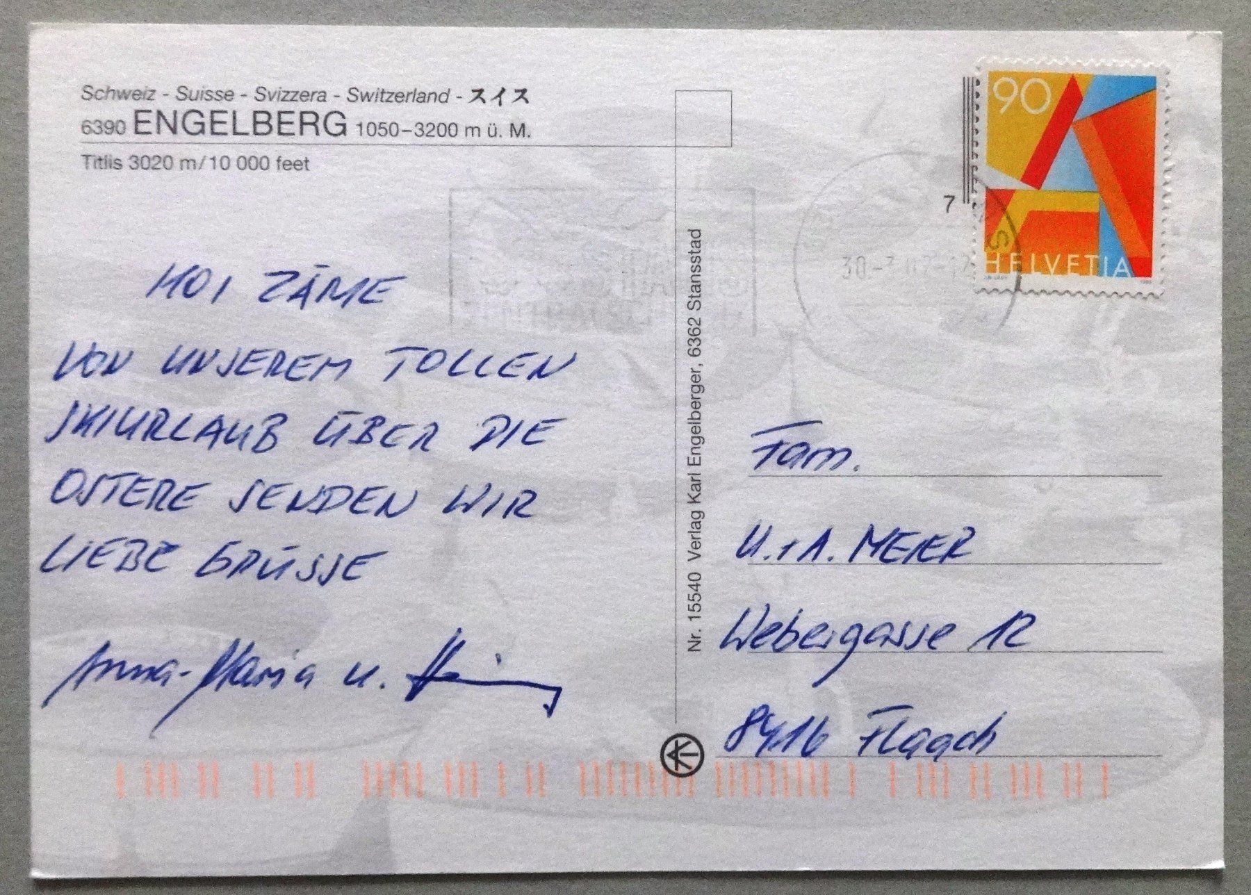 Cartoline postali: Engelberg, Titlis 3020 m – Usato da Fétigny venduto da Billy2miny 1