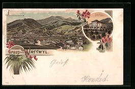 Litho Wattwyl, Ortsansicht mit Schulhaus