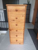 Petite commode en pin massif, 6 tiroirs, style rustique