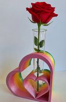 Herz Vase mit Regenbogenfarben und Reagenzglas "NEU"