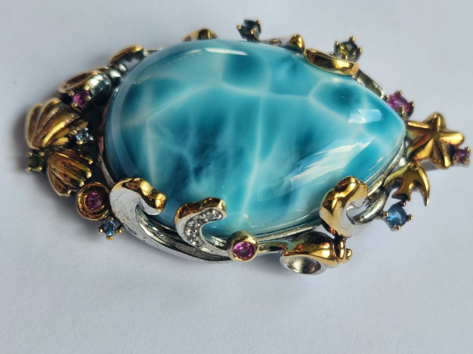 Anhänger: Larimar Anhänger 925 silber Massiv, Handarbeit, Topaz, Ruby – Gebraucht aus St. Gallen von GIULESGG 3