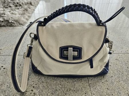 Tasche von Abro, Stoff/Leder mit Ledereinsatz blau