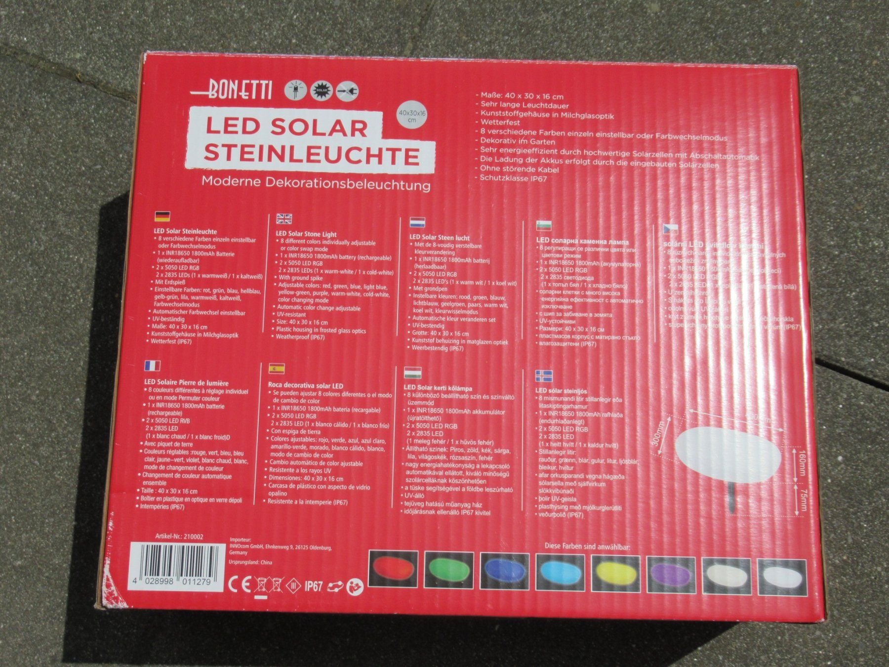Lampade: Solar LED Steinleuchte 40cm 8 verschiede Farben – Usato da Trimbach venduto da donlyn 7
