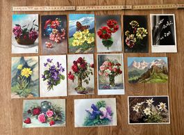Antike Ansichtskarten Blumen Grüsse