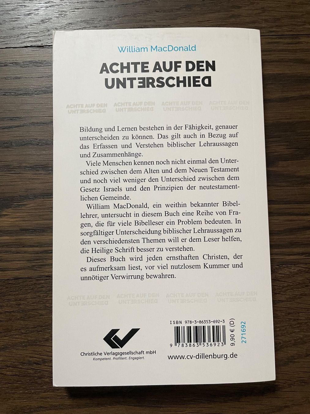Libri: William MacDonald: Achte auf den Unterschied – Usato da Uster venduto da em_58td 1
